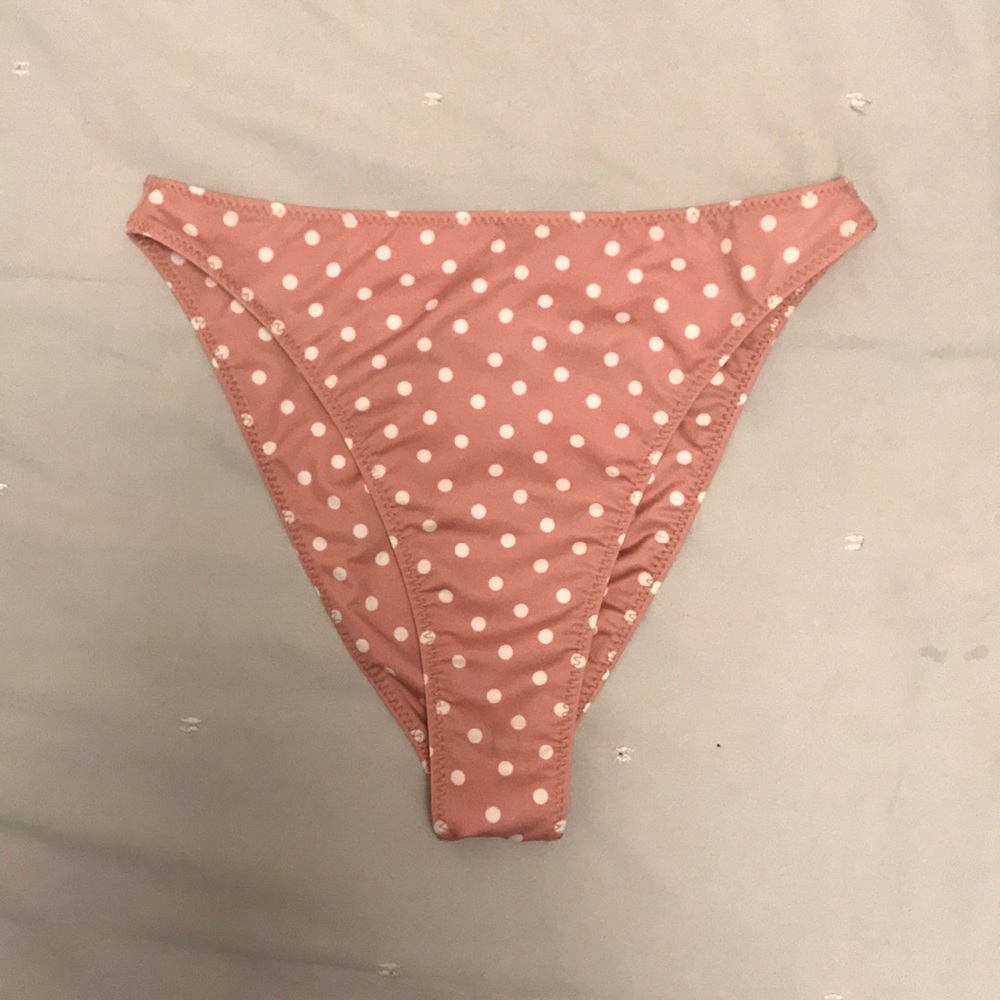 Blush Pink Polka Dot High Waisted Bikini Bottom